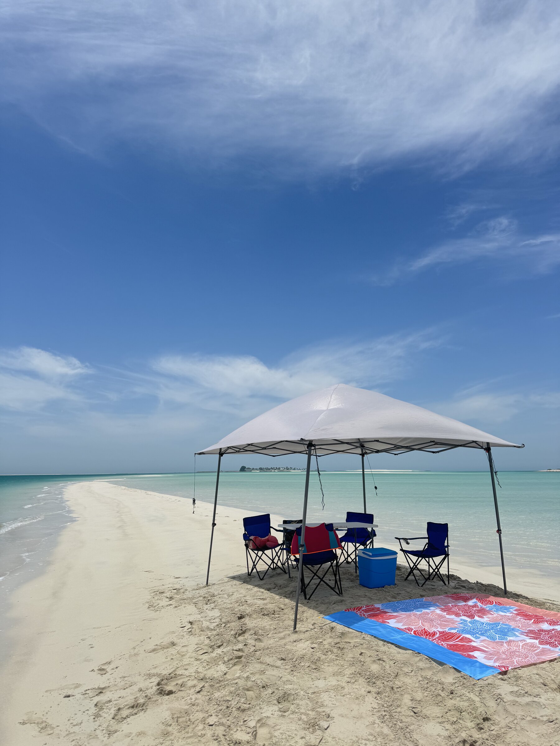 Overnight camp pitched on the beach for island camping off Al Futaisi